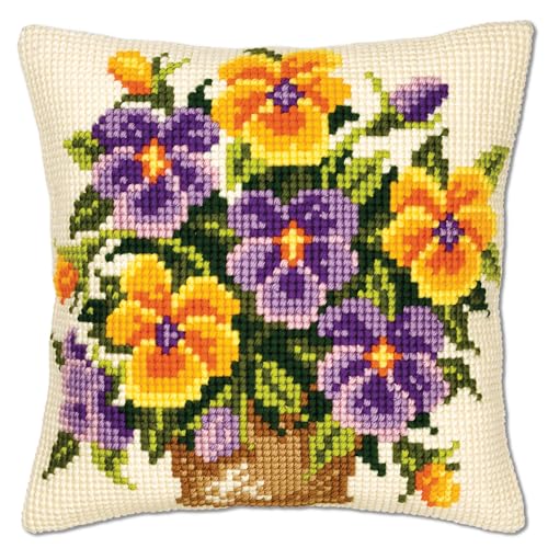 VERVACO Kreuzstich Stickpackungen Kissen Stickerei Set Anfänger Vorgedruckt Veilchen DIY Set Kreativ Set Für Erwachsene Dekoratives Kissen ca. 40 x 40 cm Bastelset Handwerker Haus Dekoration VERVACO Kreuzstich Stickpackungen Kissen Stickerei Set Anfänger Vorgedruckt Veilchen DIY Set Kreativ Set Für Erwachsene Dekoratives Kissen ca. 40 x 40 cm Bastelset Handwerker Haus Dekoration von Vervaco