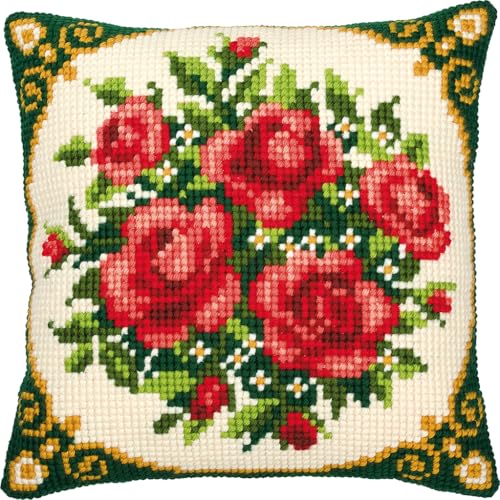 Vervaco PN-0008577 VER Kreuzstichkissen Rosenstrauß, 40 x 40 cm von Vervaco