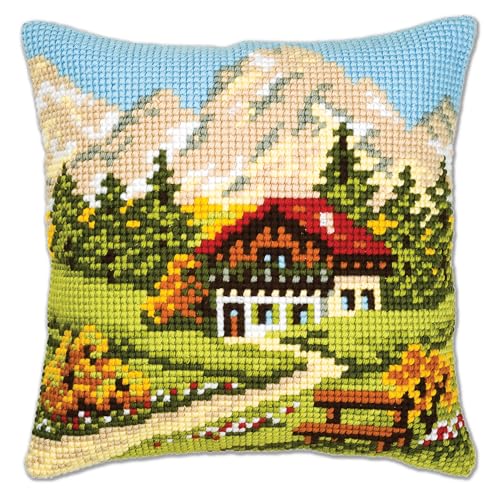 VERVACO Kreuzstich Stickpackungen Kissen Stickerei Set Anfänger Vorgedruckt Berglandschaft DIY Set Kreativ Set Für Erwachsene Dekoratives Kissen ca. 40 x 40 cm Bastelset Handwerker Haus Dekoration VERVACO Kreuzstich Stickpackungen Kissen Stickerei Set Anfänger Vorgedruckt Berglandschaft DIY Set Kreativ Set Für Erwachsene Dekoratives Kissen ca. 40 x 40 cm Bastelset Handwerker Haus Dekoration von Vervaco
