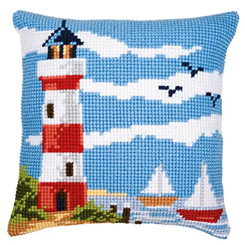 VERVACO Kreuzstich Stickpackungen Kissen Stickerei Set Anfänger Vorgedruckt Leuchtturm DIY Set Kreativ Set Für Erwachsene Dekoratives Kissen ca. 40 x 40 cm Bastelset Handwerker Haus Dekoration VERVACO Kreuzstich Stickpackungen Kissen Stickerei Set Anfänger Vorgedruckt Leuchtturm DIY Set Kreativ Set Für Erwachsene Dekoratives Kissen ca. 40 x 40 cm Bastelset Handwerker Haus Dekoration von Vervaco