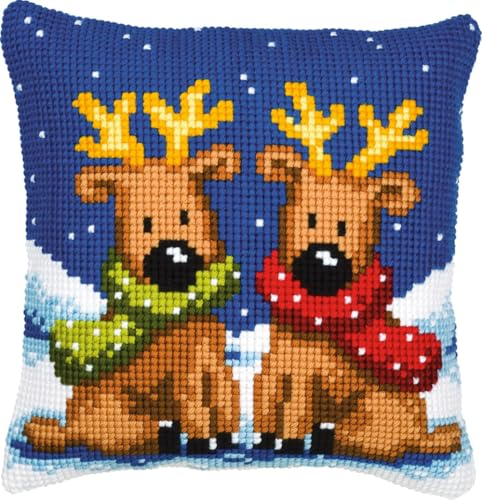 VERVACO Kreuzstich Stickpackungen Kissen Stickerei Set Anfänger Vorgedruckt Rentier DIY Set Kreativ Set Für Erwachsene Dekoratives Kissen ca. 40 x 40 cm Bastelset Handwerker Haus Dekoration VERVACO Kreuzstich Stickpackungen Kissen Stickerei Set Anfänger Vorgedruckt Rentier DIY Set Kreativ Set Für Erwachsene Dekoratives Kissen ca. 40 x 40 cm Bastelset Handwerker Haus Dekoration von Vervaco