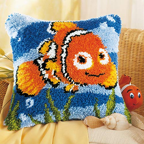 Vervaco Knüpfkissen Nemo Knüpfpackung zum Selbstknüpfen eines Kissens, Stramin, weiß, 40 x 40 x 0,3 cm von Vervaco