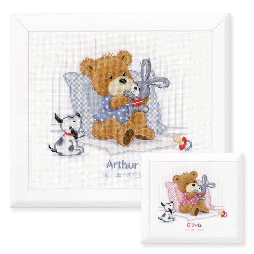 Vervaco Gezählter Kreuzstich Stickpackungen Stickset Baby Geburt Bär, Hase und Hund Wanddekoration Handarbeit Set für Erwachsene Kreatives Handwerk ca. 25 x 21 cm Geburt Geschenk Hausdeko Vervaco Gezählter Kreuzstich Stickpackungen Stickset Baby Geburt Bär, Hase und Hund Wanddekoration Handarbeit Set für Erwachsene Kreatives Handwerk ca. 25 x 21 cm Geburt Geschenk Hausdeko von Vervaco
