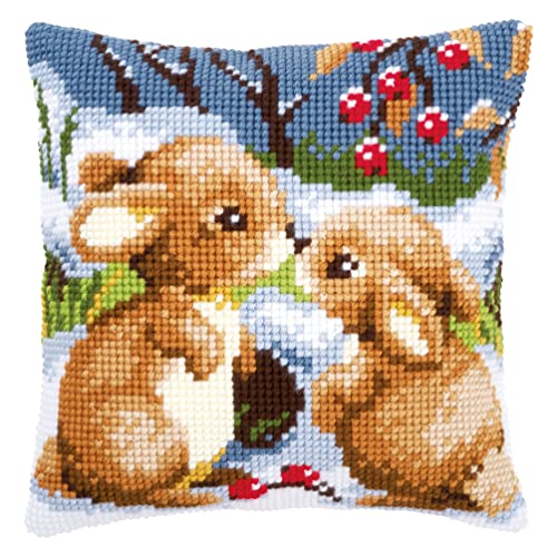 Vervaco Kreuzstich Stickpackungen Kissen Front zum Selbersticken mit Stickbild auf 100% Baumwoll Stoff und Stickgarn, Stickvorlagen 40 x 40 cm mit Anleitung, Kaninchen Vervaco Kreuzstich Stickpackungen Kissen Front zum Selbersticken mit Stickbild auf 100% Baumwoll Stoff und Stickgarn, Stickvorlagen 40 x 40 cm mit Anleitung, Kaninchen von Vervaco