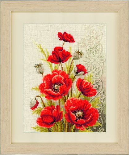 VERVACO Gezählter Kreuzstich Stickpackungen DIY Stickbilder Mohnblüten mit Paisley Wanddekoration Handarbeit Set für Erwachsene Kreatives Handwerk ca. 24 x 33 cm Kreuzstichbilder Set Hausdeko VERVACO Gezählter Kreuzstich Stickpackungen DIY Stickbilder Mohnblüten mit Paisley Wanddekoration Handarbeit Set für Erwachsene Kreatives Handwerk ca. 24 x 33 cm Kreuzstichbilder Set Hausdeko von Vervaco
