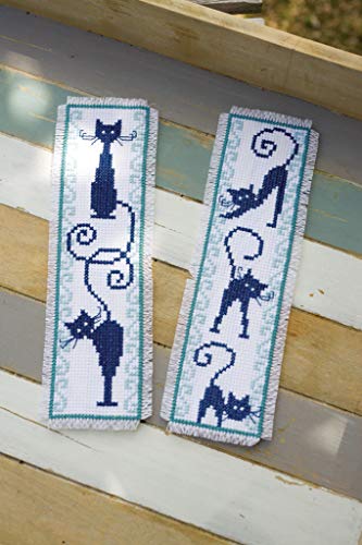 Vervaco Lesezeichen Fröhliche Katzenbande, 2er Set Zählmusterpackung, Baumwolle, Mehrfarbig, 6 x 20 x 0,3 cm, 2-Einheiten von Vervaco