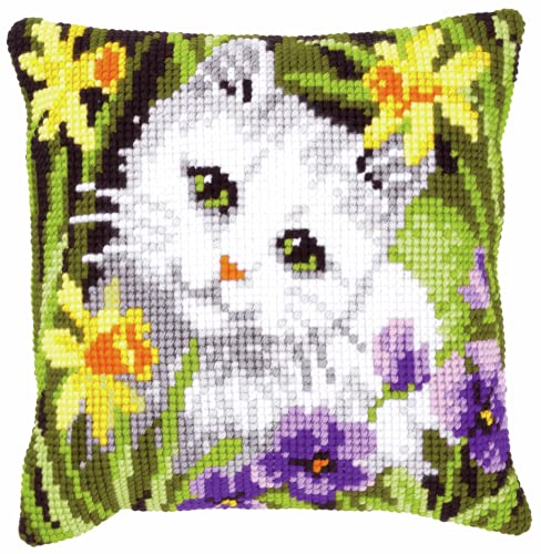 VERVACO Kreuzstich Stickpackungen Kissen Stickerei Set Anfänger Vorgedruckt Weiߝe Katze Osterglocken DIY Set Kreativ Set Für Erwachseneca. 40 x 40 cm Bastelset Handwerker Haus Dekoration VERVACO Kreuzstich Stickpackungen Kissen Stickerei Set Anfänger Vorgedruckt Weiߝe Katze Osterglocken DIY Set Kreativ Set Für Erwachseneca. 40 x 40 cm Bastelset Handwerker Haus Dekoration von Vervaco