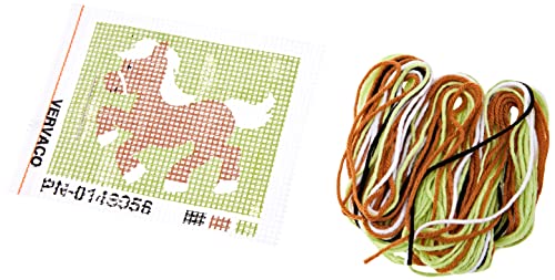Vervaco braunes Pony Anfänger-Stickpackung vorgezeichnet, Baumwolle, Mehrfarbig, 16 x 12.5 x 0.3 cm von Vervaco