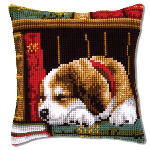VERVACO Kreuzstich Stickpackungen Kissen Stickerei Set Anfänger Vorgedruckt Schlafender Hund DIY Set Kreativ Set Für Erwachsene Dekoratives Kissen ca. 40 x 40 cm Bastelset Handwerker Haus Dekoration VERVACO Kreuzstich Stickpackungen Kissen Stickerei Set Anfänger Vorgedruckt Schlafender Hund DIY Set Kreativ Set Für Erwachsene Dekoratives Kissen ca. 40 x 40 cm Bastelset Handwerker Haus Dekoration von Vervaco