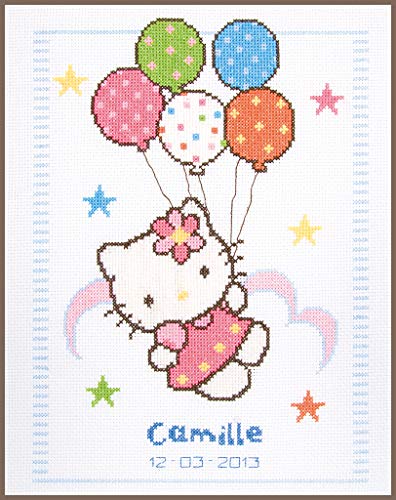 Vervaco Zählmuster Hello Kitty Zählmusterpackung-Stickpackung im gezählten Kreuzstich, Baumwolle, Mehrfarbig, 23 x 30 x 0.3 cm von Vervaco