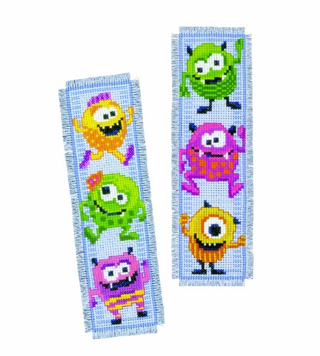 Vervaco Kleine Monster Lesezeichen-Zählmusterpackung-Stickpackung im gezählten Kreuzstich, Baumwolle, Multi, 2,5" by 8" von Vervaco