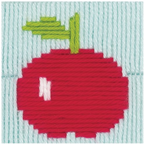Vervaco Spannstich Stickpackung Apfel, Baumwolle, Mehrfarbig, 9.5 x 9.5 x 0.3 cm von Vervaco
