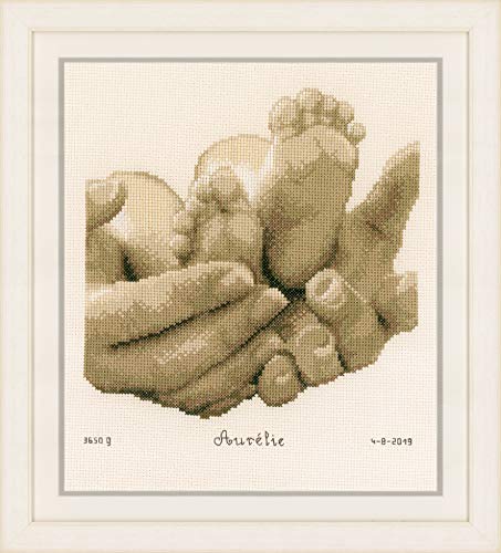 Vervaco PN-0153837 Baby's Füßchen Stickpackung Zählmuster, Baumwolle, mehrfarbig, ca. 22 x 23 cm / 8,8" x 9,2" von Vervaco