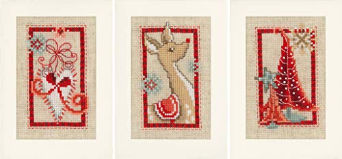 Vervaco Weihnachtssymbole, 3er Zählmusterpackung-Grußkarten-3 er Set, Baumwolle, Mehrfarbig, 10.5 x 15 x 0.3 cm, 3-Einheiten von Vervaco