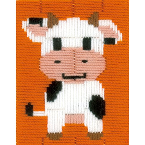 Vervaco Spannstich Kuh Anfänger-Stickpackung vorgezeichnet, Baumwolle, Cow, 12.5 x 16cm von Vervaco