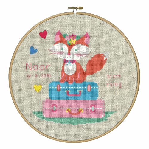 Vervaco Gezählter Kreuzstich Stickpackungen mit Stickrahmen Stickset Baby Geburt Fuchs auf Reise Wanddekoration Handarbeit Set für Erwachsene Kreatives ca. 24 x 24 cm Geburt Geschenk Hausdeko Vervaco Gezählter Kreuzstich Stickpackungen mit Stickrahmen Stickset Baby Geburt Fuchs auf Reise Wanddekoration Handarbeit Set für Erwachsene Kreatives ca. 24 x 24 cm Geburt Geschenk Hausdeko von Vervaco