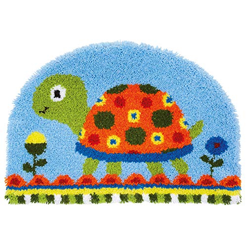 Vervaco PN-0157585 Schildkröte Knüpfformteppich, Baumwolle, mehrfarbig, ca. 70 x 49 cm / 28" x 19,6" von Vervaco