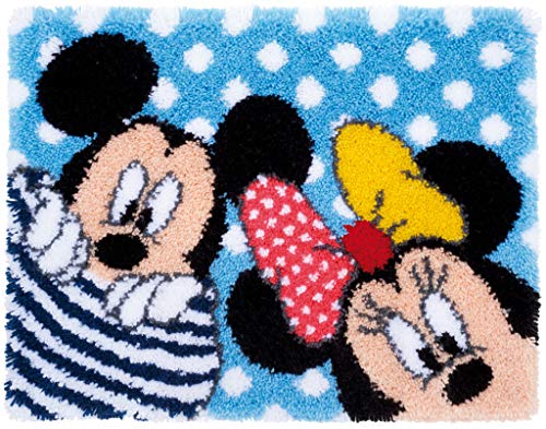 Vervaco Disney Knüpfteppich Mickey & Minnie Knüpfpackung, Baumwolle, Mehrfarbig, 68.0 x 53.0 x 1.0 cm von Vervaco