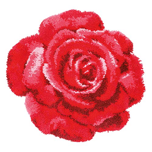 Vervaco PN-0171003 Rote Rose Knüpfformteppich, Baumwolle, mehrfarbig, ca. 70 x 67 cm / 28" x 26,8" von Vervaco