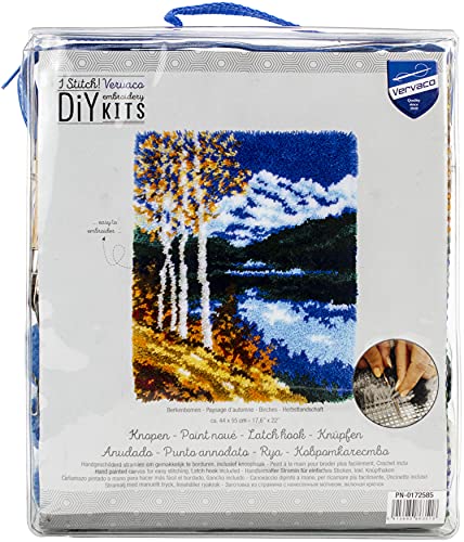 Vervaco Knüpfteppich Set DIY Handarbeit Set Knüpfset für Anfänger HERBSTLANDSCHAFT Teppich zum Selber Knüpfen Basteln Erwachsene Kreativ 44 x 55 cm Latch Hook Kit Knüpfhaken Haus Dekoration von Vervaco