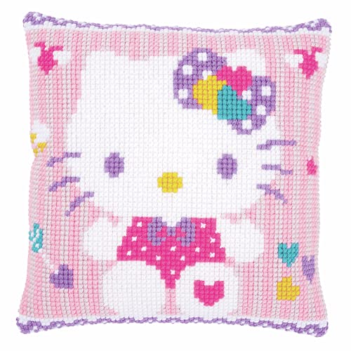 Vervaco PN-0172807 Kreuzstichkissen Hello Kitty Pastel Kreuzstichset, Baumwolle, mehrfarbig, 40 x 40 cm / 16" x 16" von Vervaco