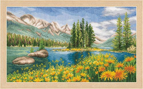 Vervaco PN-0174811 Der Bergsee Stickpackung Zählmuster, Baumwolle, mehrfarbig, ca. 44 x 25 cm / 17,6" x 10" von Vervaco