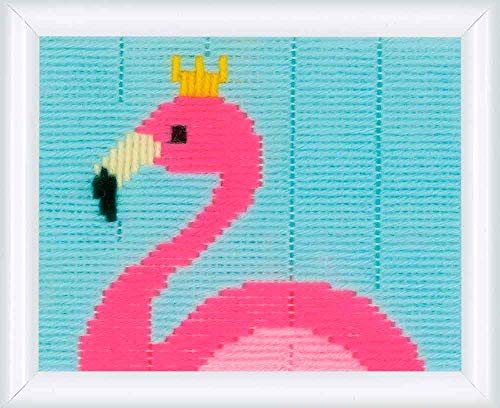 Vervaco PN-0179578 Flamingo Spannstich Stickpackung vorbezeichnet, Baumwolle, mehrfarbig, ca. 16 x 12,5 cm / 6,4" x 5" von Vervaco