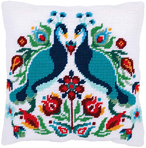 Vervaco Gobelin Stickpackung Kissen Stickset Erwachsene Kissenbezug PAULINE Stickerei Set Anfänger Vorgedruckt Kreuzstichkissen Kreatives Handwerk ca. 40 x 40 cm Dekoratives Kissen DIY Geschenkset von Vervaco