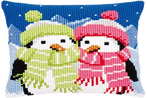 VERVACO Pinguine mit Schal Kreuzstichkissen/Stickkissen vorgedruckt, Baumwolle, Penguins with Scarf, 40 x 40cm, PN-0147690 VERVACO Pinguine mit Schal Kreuzstichkissen/Stickkissen vorgedruckt, Baumwolle, Penguins with Scarf, 40 x 40cm, PN-0147690 von Vervaco