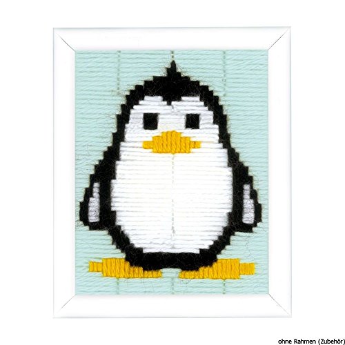 Vervaco Spannstich Pinguin Anfänger-Stickpackung vorgezeichnet, Baumwolle, Mehrfarbig, 12.5 x 16 x 0.3 cm von Vervaco