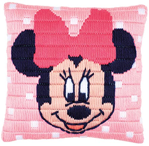 Vervaco Spannstichkissen Disney Minnie Mouse, Stickbild vorgezeichnet Spannstichpackung, vorbezeichnet, Baumwolle, Mehrfarbig, 25 x 25 x 0,3 cm von Vervaco