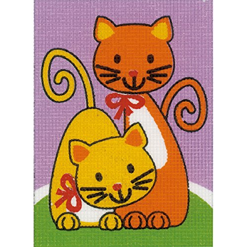 Vervaco Spielende Katzen Anfänger-Stickpackung vorgezeichnet, Baumwolle, Mehrfarbig, 13 x 18 x 0.3 cm von Vervaco
