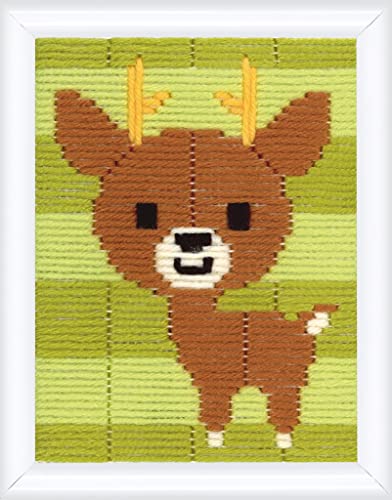 Vervaco Stickbilder für Kinder Langstich Set HIRSCH Stickset für Anfänger Bastelset Handwerker ca. 12,5 x 16 cm Kreatives Nähset für Kinder DIY Sticken Set Kreatives Geschenk von Vervaco