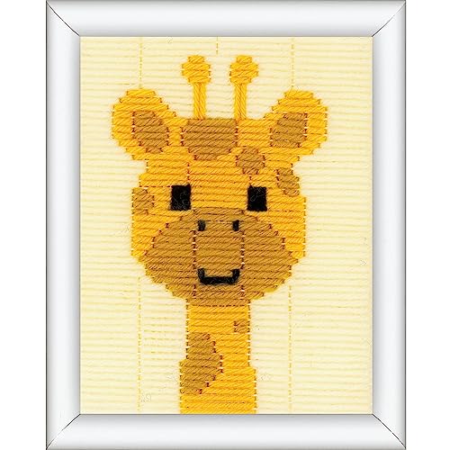 Vervaco Stickbilder für Kinder Langstich Set LIEBE GIRAFFE Stickset für Anfänger Bastelset Handwerker ca. 12,5 x 16 cm Kreatives Nähset für Kinder DIY Sticken Set Kreatives Geschenk von Vervaco