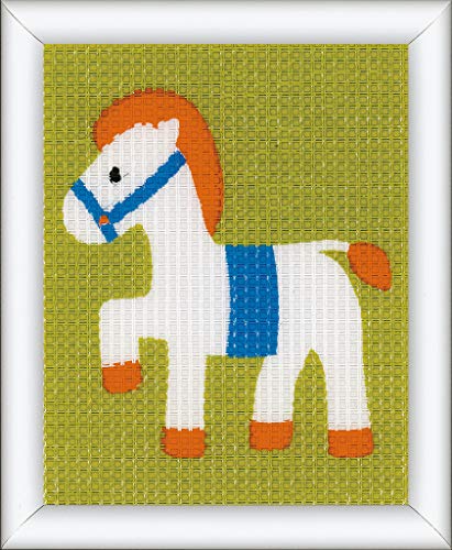 Vervaco Stickbilderpackung Pony Stickpackung, Stramin, Weiß, 12,5 x 16 x 0,3 cm von Vervaco