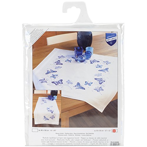 VERVACO Blaue Schmetterlinge Stickdecken Basteln Erwachsene Kreativ Decke 80 x 80 cm Stickset DIY Sticken Set Stickpackung/Tischdecke im vorgedruckten/vorgezeichneten Kreuzstich, Baumwolle, Multicolor VERVACO Blaue Schmetterlinge Stickdecken Basteln Erwachsene Kreativ Decke 80 x 80 cm Stickset DIY Sticken Set Stickpackung/Tischdecke im vorgedruckten/vorgezeichneten Kreuzstich, Baumwolle, Multicolor von Vervaco