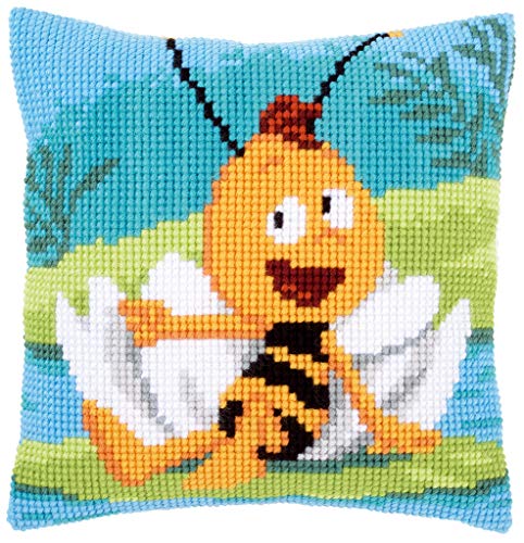 Vervaco Stickpackung für Kreuzstichkissen vorgedruckt, Baumwolle, weiß, 40 x 40 x 0,3 cm von Vervaco