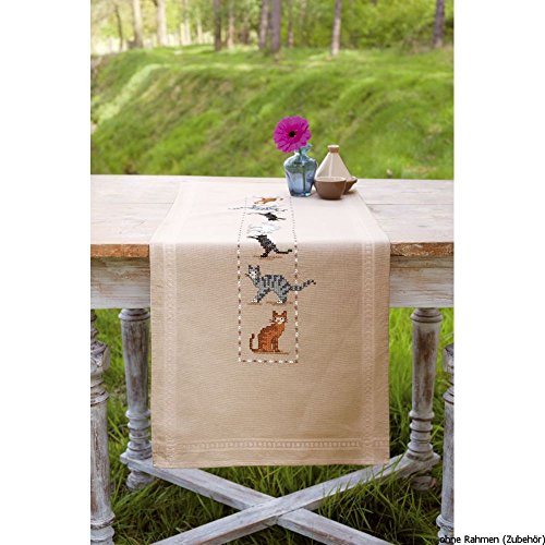 VERVACO Stickpackung Kreuzstich Set Vorgedruckt Tischläufer Spielerische Kätzen Stickdecken Vorgezeichnet Basteln Erwachsene Kreativ Stickläufer zum Selbersticken 40 x 100 cm Stickset VERVACO Stickpackung Kreuzstich Set Vorgedruckt Tischläufer Spielerische Kätzen Stickdecken Vorgezeichnet Basteln Erwachsene Kreativ Stickläufer zum Selbersticken 40 x 100 cm Stickset von Vervaco