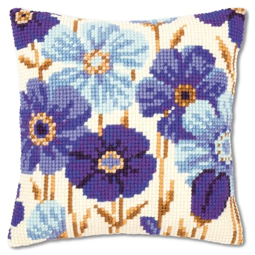 VERVACO Kreuzstich Stickpackungen Kissen Stickerei Set Anfänger Vorgedruckt Anemonen in Blau DIY Set Kreativ Set Für Erwachsene Dekoratives Kissen ca. 40 x 40 cm Bastelset Handwerker Haus Dekoration VERVACO Kreuzstich Stickpackungen Kissen Stickerei Set Anfänger Vorgedruckt Anemonen in Blau DIY Set Kreativ Set Für Erwachsene Dekoratives Kissen ca. 40 x 40 cm Bastelset Handwerker Haus Dekoration von Vervaco
