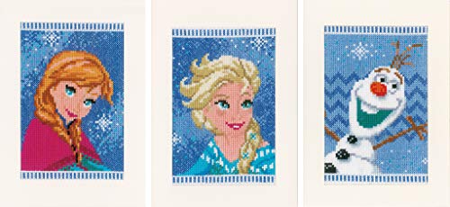 Vervaco PN-0168526 WD Grußkarten ELSA, Olaf und Anna Aida 3er Set Kreuzstickpackung zum Auszählen, weiß, 10,5 x 15 x 0,30 cm Vervaco PN-0168526 WD Grußkarten ELSA, Olaf und Anna Aida 3er Set Kreuzstickpackung zum Auszählen, weiß, 10,5 x 15 x 0,30 cm von Vervaco