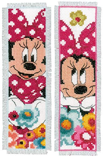 Vervaco WD Lesezeichen Minnie Aida 2er Set Kreuzstickpackung zum Auszählen, weiß, 6 x 20 x 0,30 cm von Vervaco