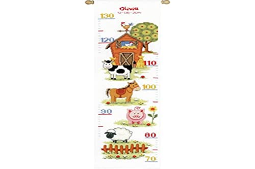 Vervaco Zählmuster Auf dem Bauernhof Messlatte Zählmusterpackung-Stickpackung im gezählten Kreuzstich, Baumwolle, Mehrfarbig, 18 x 70 x 0.3 cm von Vervaco
