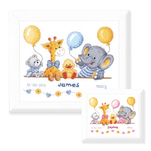 VERVACO Gezählter Kreuzstich Stickpackungen Stickset Baby Geburt Geburt Fest II Wanddekoration Handarbeit Set für Erwachsene Kreatives Handwerk ca. 27 x 22 cm Geburt Geschenk Hausdeko von Vervaco