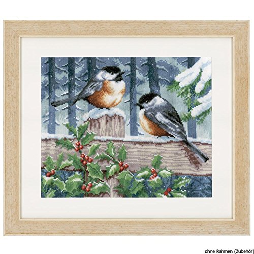 Vervaco Zählmuster Vögel im Winter Zählmusterpackung-Stickpackung im gezählten Kreuzstich, Baumwolle, Mehrfarbig, 29 x 23 x 0.3 cm von Vervaco