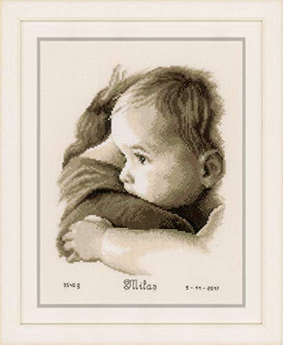 Vervaco Zählmusterpackung Aida Stickpackung Zählmuster Baby im Arm, Baumwolle, Mehrfarbig, 22.0 x 28.0 x 0.3 cm von Vervaco