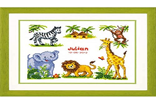 VERVACO Gezählter Kreuzstich Stickpackungen Stickset Baby Geburt Safari Wanddekoration Handarbeit Set für Erwachsene Kreatives Handwerk ca. 27 x 23 cm Geburt Geschenk Hausdeko VERVACO Gezählter Kreuzstich Stickpackungen Stickset Baby Geburt Safari Wanddekoration Handarbeit Set für Erwachsene Kreatives Handwerk ca. 27 x 23 cm Geburt Geschenk Hausdeko von Vervaco