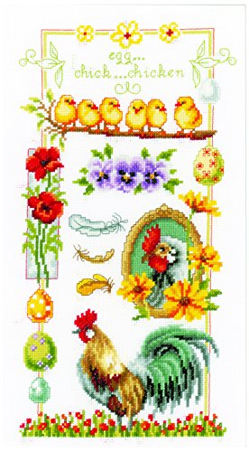 Vervaco Zählmusterpackung Rund ums Huhn Aida Kreuzstickpackung zum Auszählen, weiß, 20 x 36 x 0,3 cm Vervaco Zählmusterpackung Rund ums Huhn Aida Kreuzstickpackung zum Auszählen, weiß, 20 x 36 x 0,3 cm von Vervaco