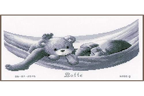 VERVACO Gezählter Kreuzstich Stickpackungen Stickset Baby Geburt Baby in Hängematte Wanddekoration Handarbeit Set für Erwachsene Kreatives Handwerk ca. 27 x 19 cm Geburt Geschenk Hausdeko von Vervaco