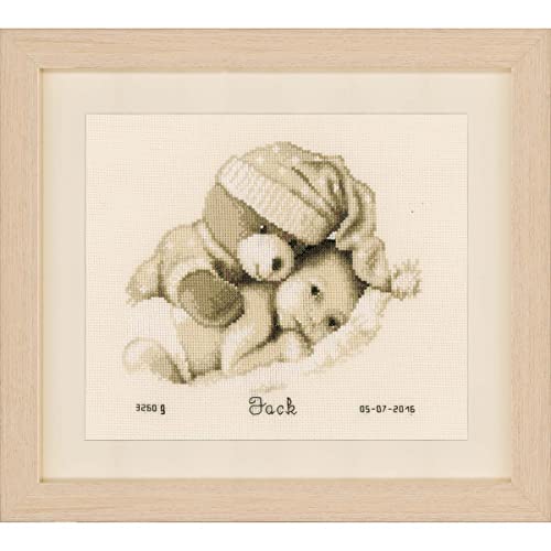 Vervaco Zählmusterpackung-Stickpackung im gezählten Kreuzstich, Baby & Teddy, 22 x 20cm von Vervaco