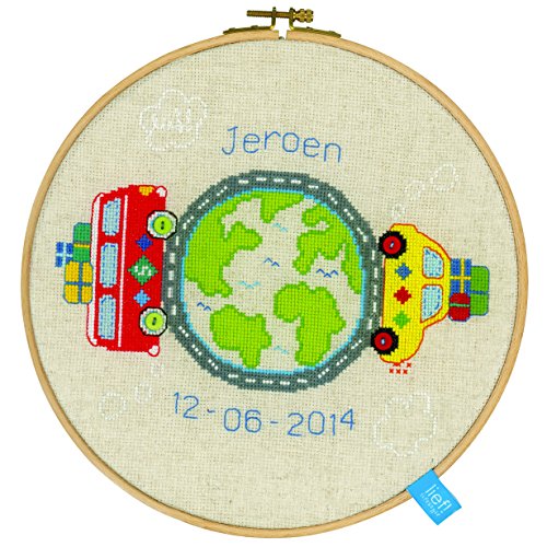 VERVACO Gezählter Kreuzstich Stickpackungen DIY Stickbilder Weltreise Wanddekoration Handarbeit Set für Erwachsene Kreatives Handwerk ca. 24 x 24 cm Kreuzstichbilder Set Hausdeko von Vervaco